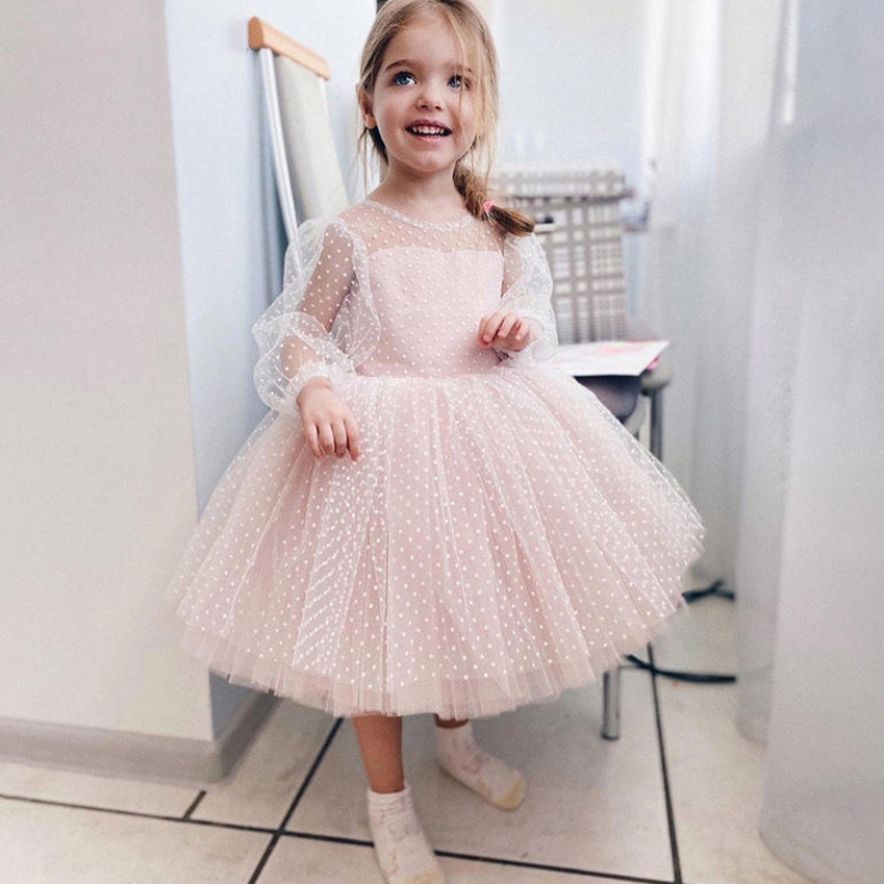 Elegante Rüschen Ballkleid Blumenmädchen Kleider Crystal Kids Prinzessin für Hochzeiten Party Festzug Kleider Vestidos de fiesta