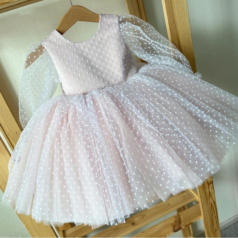 Elegante Rüschen Ballkleid Blumenmädchen Kleider Crystal Kids Prinzessin für Hochzeiten Party Festzug Kleider Vestidos de fiesta