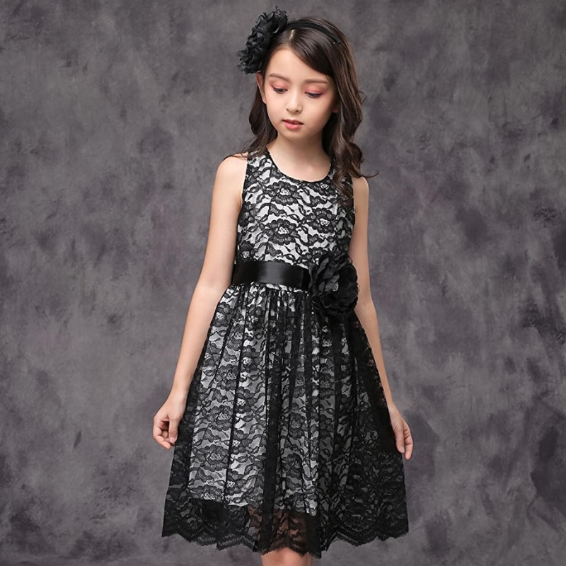 Sommer Lace Girls Kleider eine Linie Kleinkind Kids Brautjungfer Hochzeitswettbefestigung First Communion Vestidos Kleid