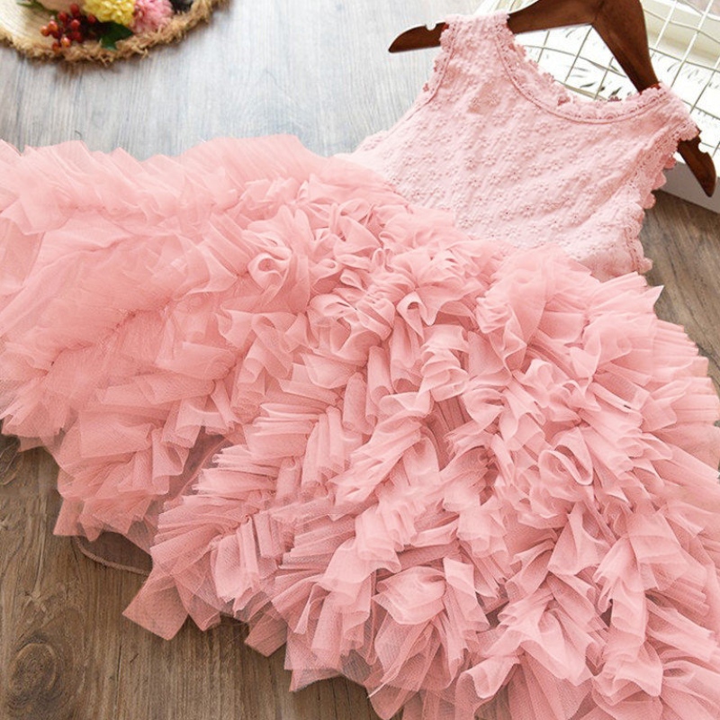 Sommer Kleinkind Girl Kleider Kinder Spitze Blumenballkleid Kinder Mädchen Fluffy Cake Smash Kleid Prinzessin Party Kleidung
