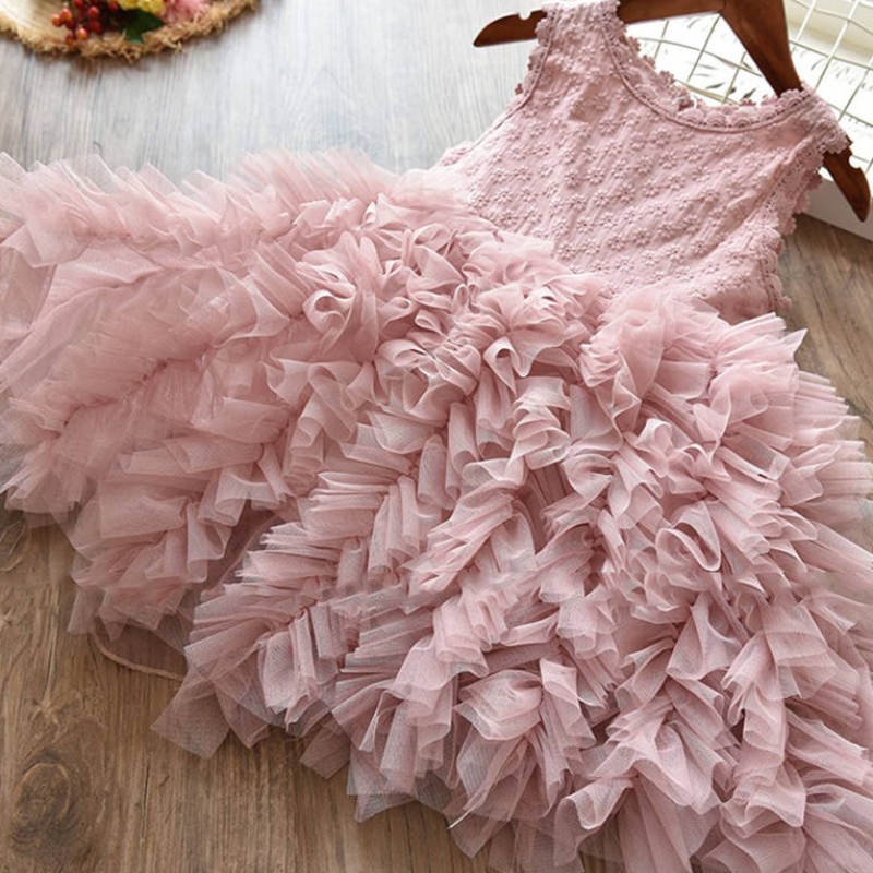 Sommer Kleinkind Girl Kleider Kinder Spitze Blumenballkleid Kinder Mädchen Fluffy Cake Smash Kleid Prinzessin Party Kleidung