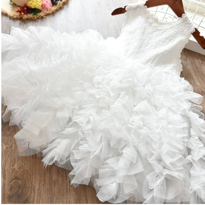 Sommer Kleinkind Girl Kleider Kinder Spitze Blumenballkleid Kinder Mädchen Fluffy Cake Smash Kleid Prinzessin Party Kleidung