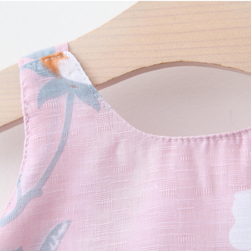 Großhandel 2PCS Sommer Neugeborene Kleid Sets Baby Girl ärmellose Print Beach Prinzessin Kleider mit Hut