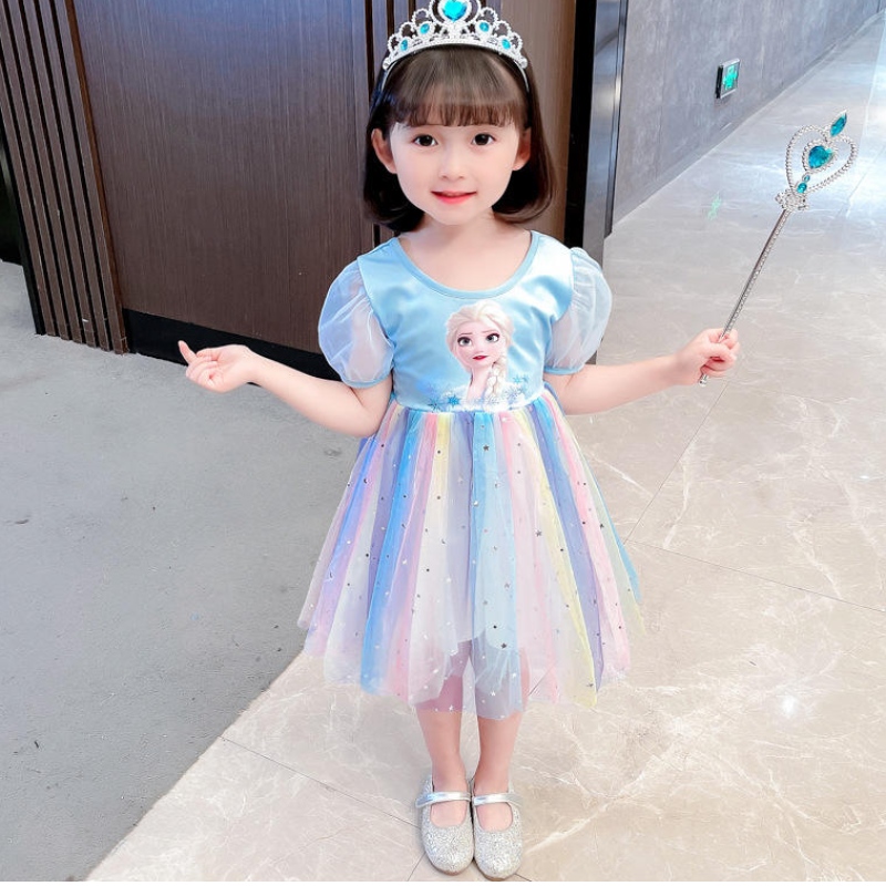 Elsa Prinzessin Kleid Teenager Frühlings- und Herbstkleidung Kinder für Geburtstagsfeier Girl Cosplay Kostümkleider