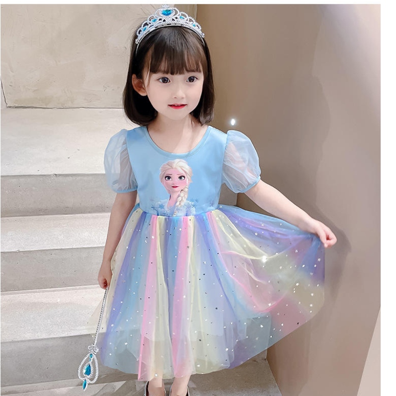 Elsa Prinzessin Kleid Teenager Frühlings- und Herbstkleidung Kinder für Geburtstagsfeier Girl Cosplay Kostümkleider