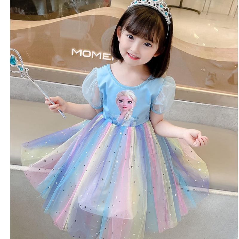 Elsa Prinzessin Kleid Teenager Frühlings- und Herbstkleidung Kinder für Geburtstagsfeier Girl Cosplay Kostümkleider