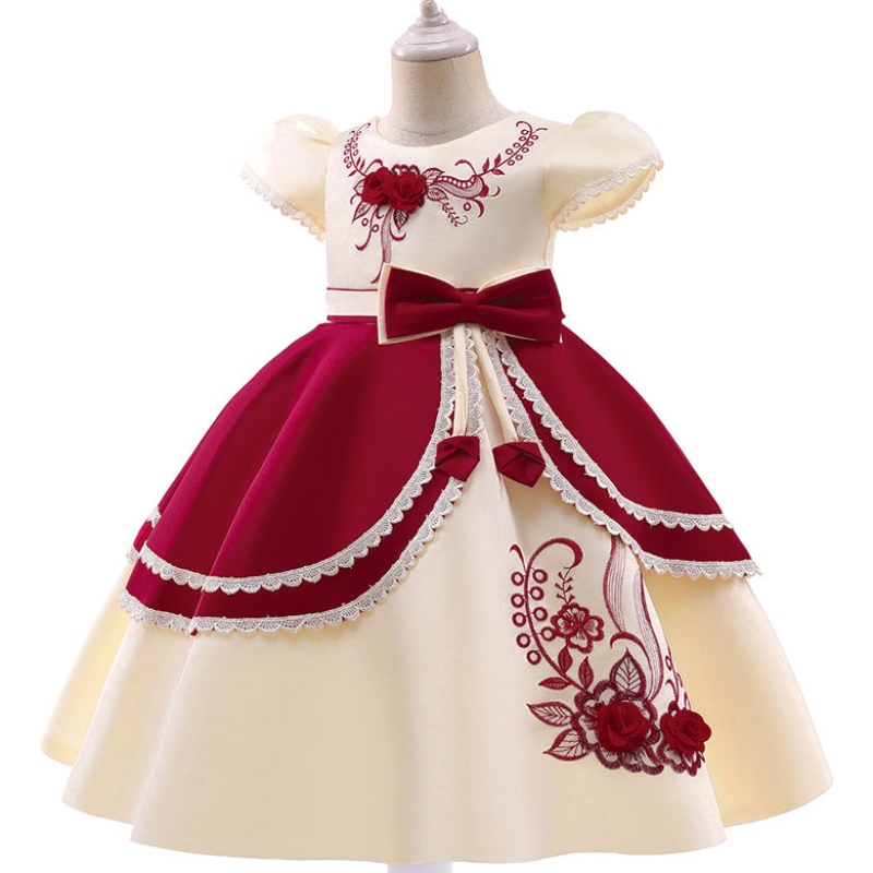 2022 formelle Kinder Vintage Stickerei Kleid für Mädchen Kinder Kostüm Prom Party Prinzessin Kleider Mädchen Abend Vestido