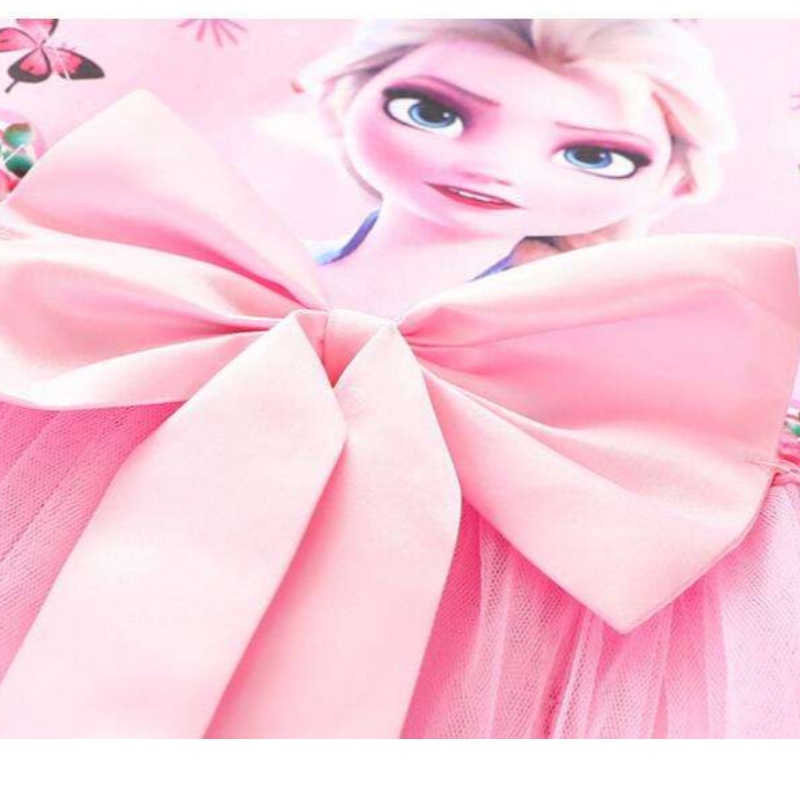 2-8y Girls Kleid Kleid Sommer Neues Kurzarm Prinzessin Elsa Mesh Tutu Rock Kinder's Geburtstagsfeier Cosplay Kleid