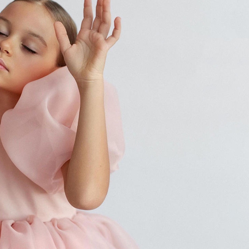 Mode Mädchen Prinzessin Vintage Kleid Tüll Kinder Vestido Puff Ärmel rosa Hochzeitsfeier Geburtstag Tutu Kinder Ballkleid Kleid Kleid