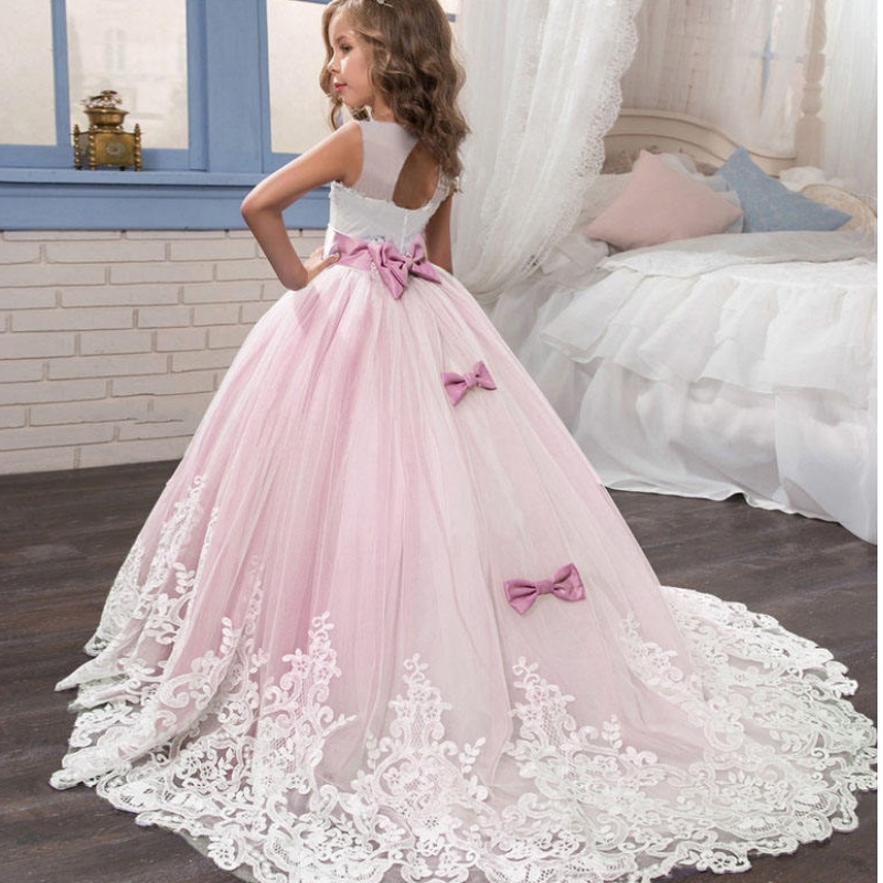2022 Sommermädchen Kleid lange Kinder Brautjungfernkleider Kinder Prinzessin Party Hochzeitskleid 3 10 14 Jahre Vestido