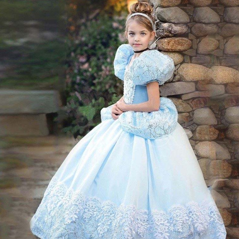 Blue Princess Kleid für Mädchen Halloween Party Cosplay Kostüm Kinder Prinzessin Dress Up