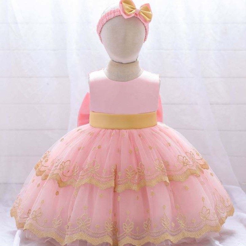 Baige Hot Sale Girl Hochzeitsblume Kinder schöne Bekleidung Party Tutu Girls \\ 'Kurzzeitgeburtstag Kleinkindkleider für 2 Jahre alt