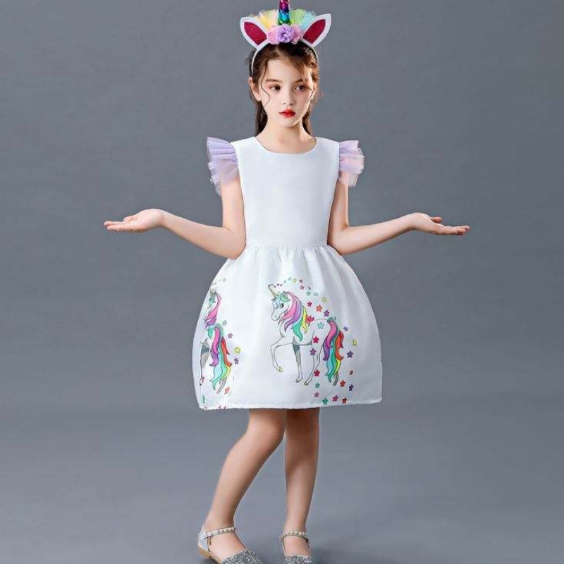 Baigeneueste Mode Kinder Geburtstagsfeier Kleid Mädchen Prinzessin Einhorn Mädchen Schwanzkuchen Kleider