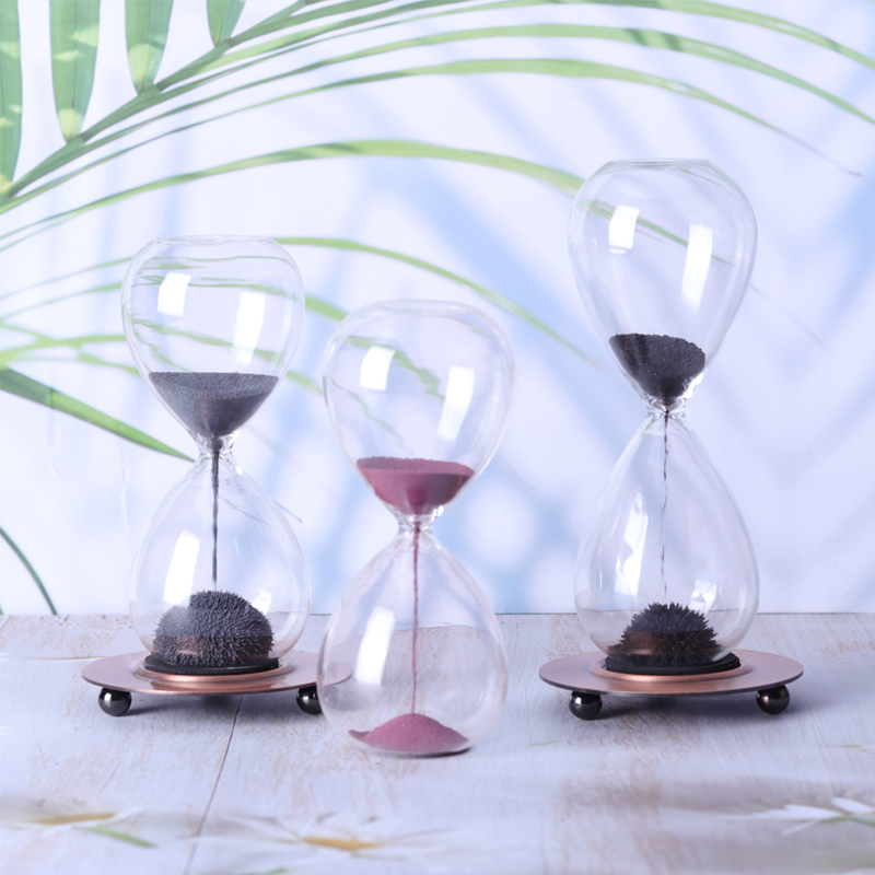 Großhandel kreative Desktop -Dekoration Magnetischer Sandtimer Geschenk Runde Metall Basis Magnetische Sanduhr