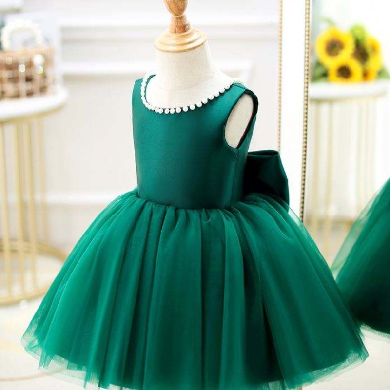Baige Kleinkind Prinzessin Blume gegen Back Perlenkleid Baby Girls Geburtstag Hochzeitsfeierkleider