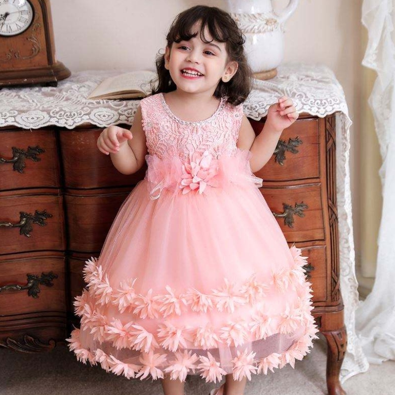 Kleine Mädchen Kleid Designsneue Mode Blumen Kinder Erst Geburtstag formelles Kleid für 0-4y Baby Baby