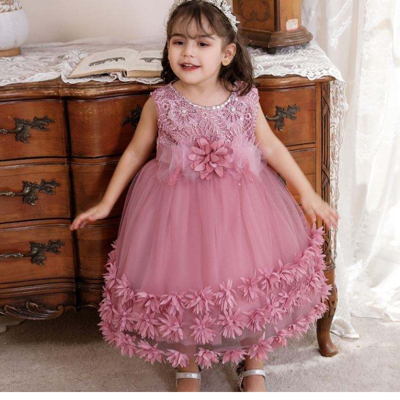 Kleine Mädchen Kleid Designsneue Mode Blumen Kinder Erst Geburtstag formelles Kleid für 0-4y Baby Baby