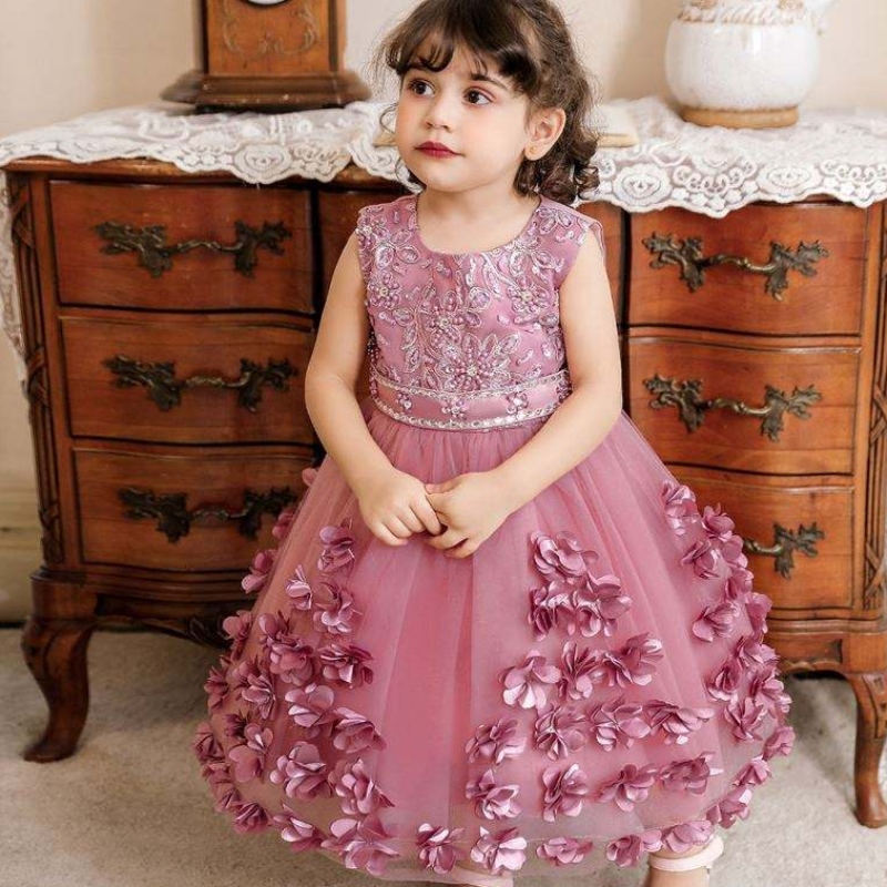Baige Turkey Style Kids Kids Frock Girl Kleid Baige Kinder Geburtstagsfeier 2 Jahre N2103