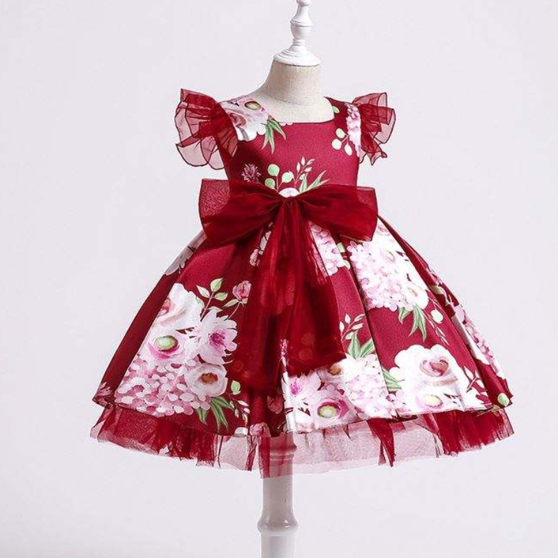 Baige Kinder Party Kinder Kleider Baby Girl Druck Hochzeitskleider Hostess Prinzessin Kleid xh82028