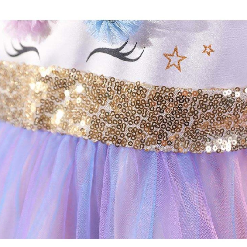 Baige Einhorn Tutu Party Kleid Einhornkleid Mädchen Prinzessin Kleider Kostüm