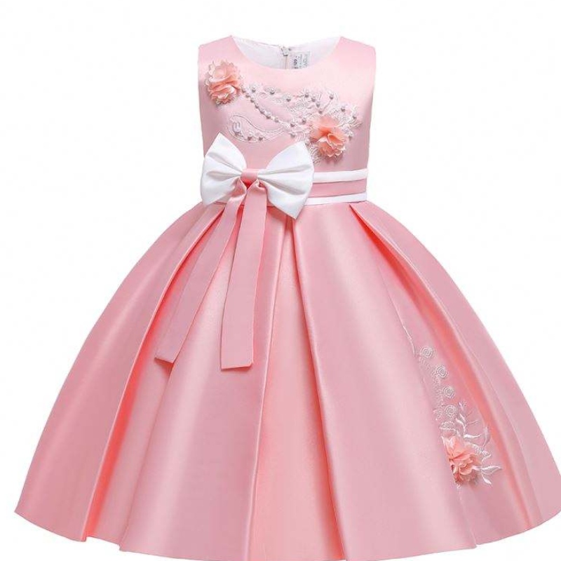 Baige Satin Muster 4 Jahre Kinder Ballkleid Kinder Blumenmädchen Party Kleid L5285