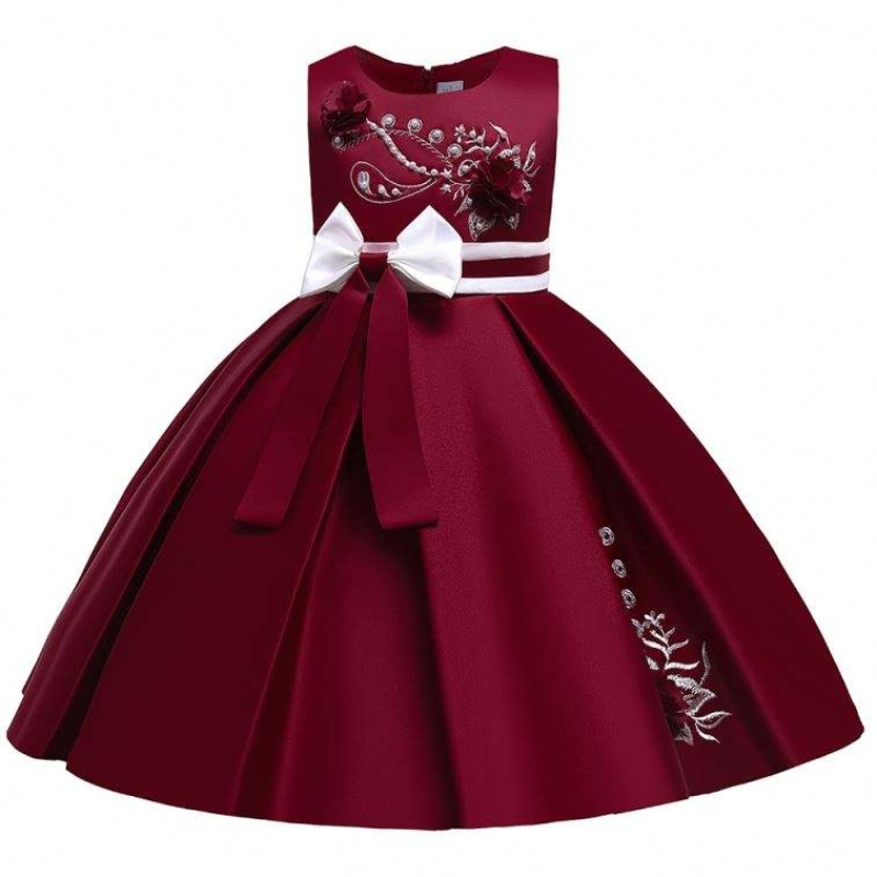 Baige Satin Muster 4 Jahre Kinder Ballkleid Kinder Blumenmädchen Party Kleid L5285