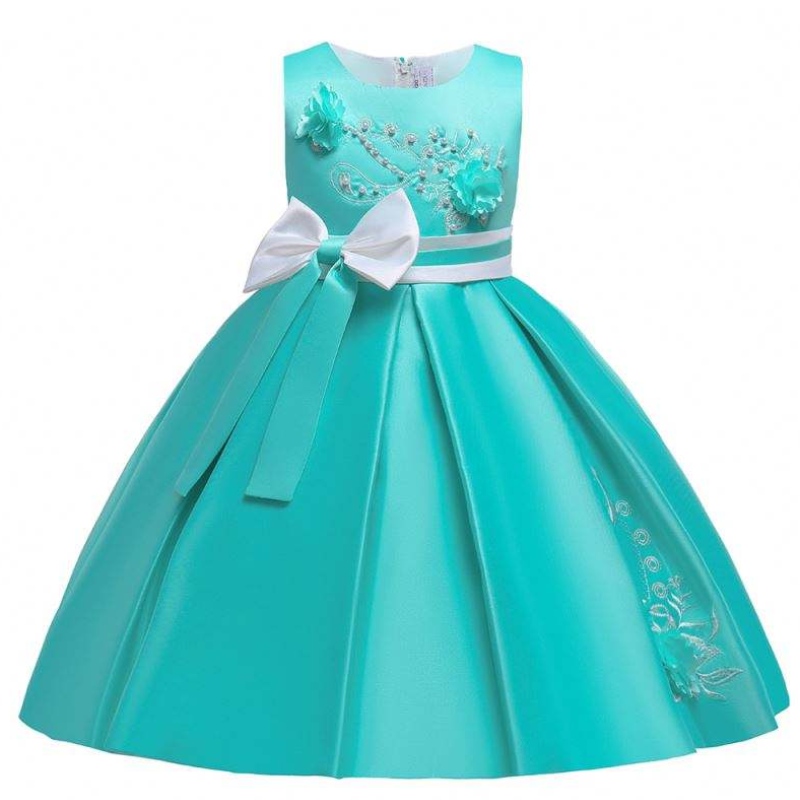 Baige Satin Muster 4 Jahre Kinder Ballkleid Kinder Blumenmädchen Party Kleid L5285