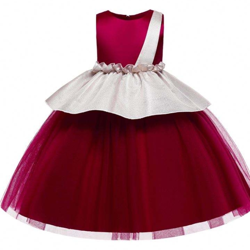 Baige geschichtete Kleidergrüne Farbe Brautkleider für Kinder Kinder Blumen Kleid