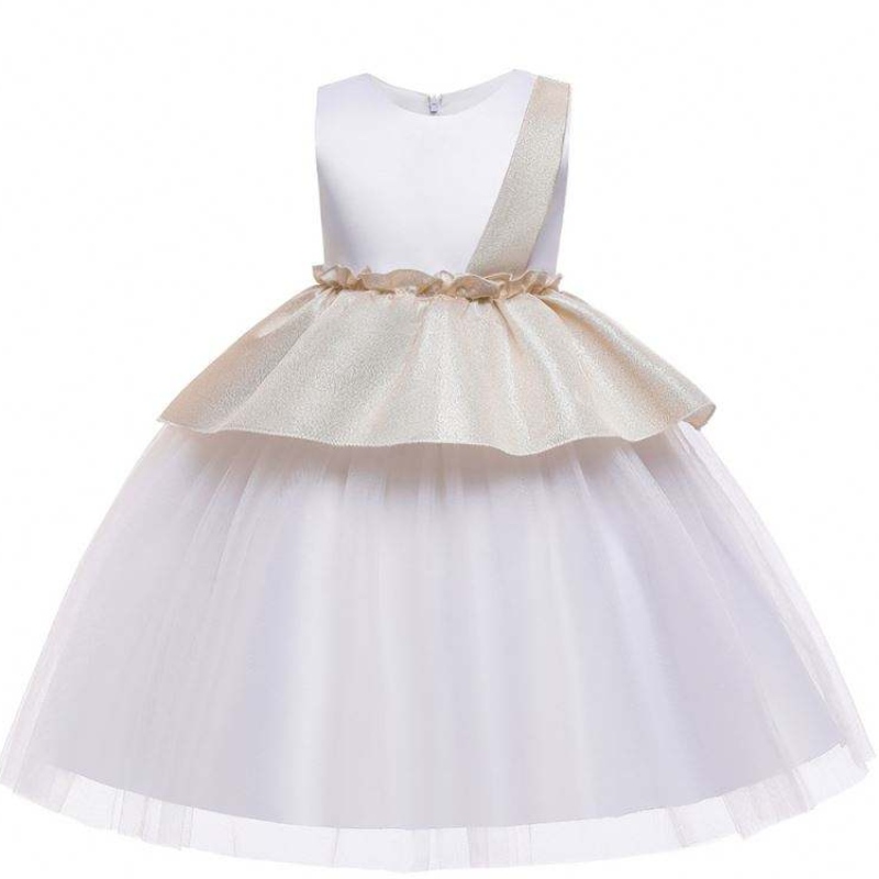 Baige geschichtete Kleidergrüne Farbe Brautkleider für Kinder Kinder Blumen Kleid