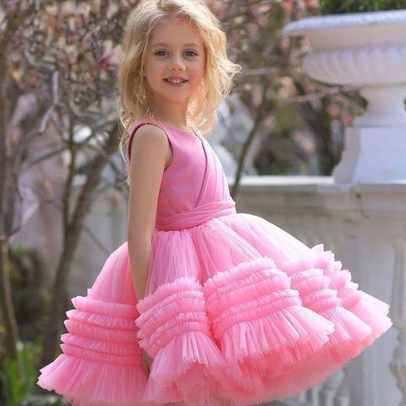 2022 Heiße Mädchen, die Kleidung verkauft Tulle Girls Hochzeitsfeierkleider für Kinder Kleider für Kinder