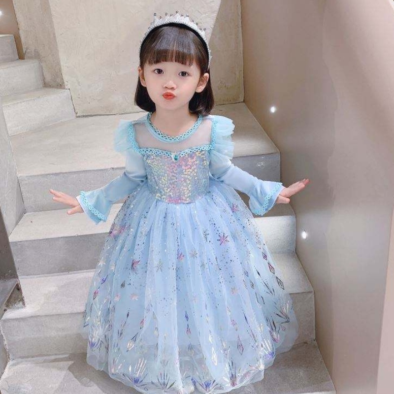 Baige Großhandel Ballkleid Party Prinzessin Kleid Halloween Kinder Geburtstag Cosplay Kostüm Langarm Elsa Kleid