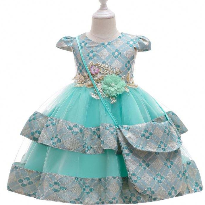 Baige Großhandel Kinder Kleidung Blumen mit Tasche Kinder Blumenkleid für 3 Jahre altes Mädchen schickes Kind Kleid