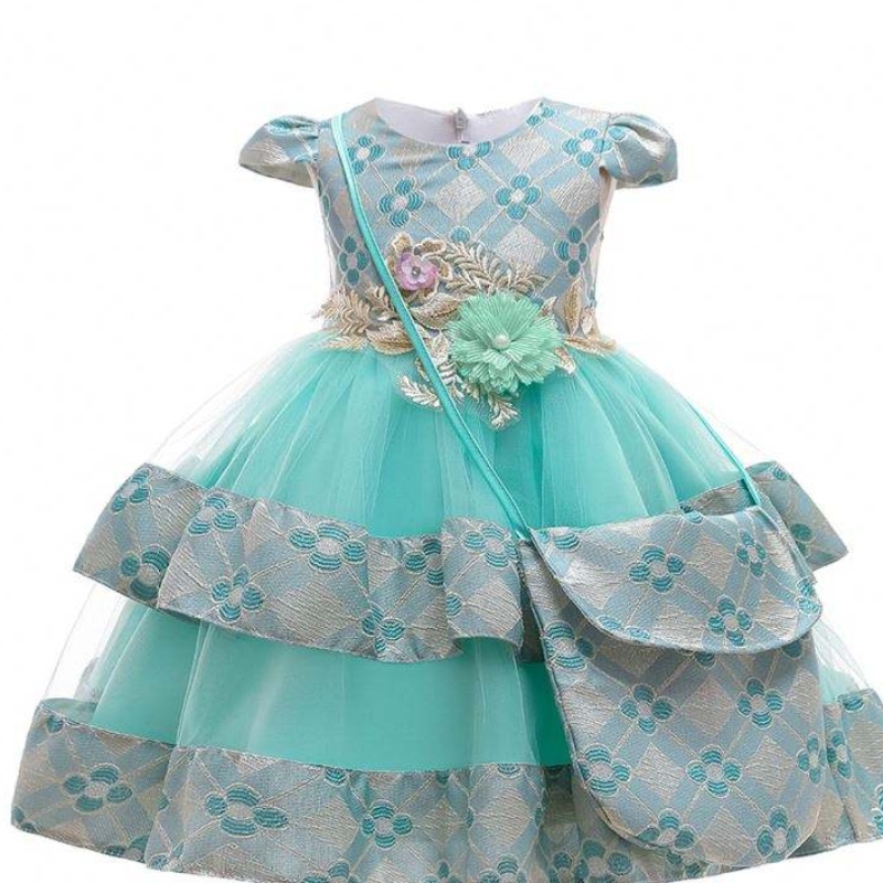 Baige Großhandel Kinder Kleidung Blumen mit Tasche Kinder Blumenkleid für 3 Jahre altes Mädchen schickes Kind Kleid