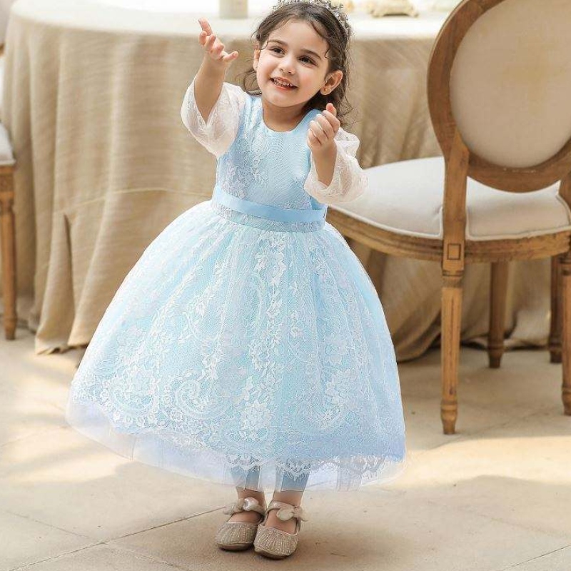 Baige Blume Kinder Babykuchen Kleid Kinder Kleid Design Mädchen Blumenparty Kee tragen