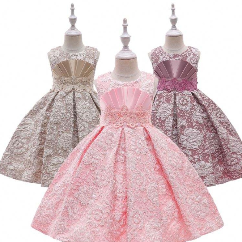 Baige Neuankömmlinge Single Jacquard Elegante Mädchen Kleid stocke geschwollene Kinder Kleid Mädchen Kleid L5253