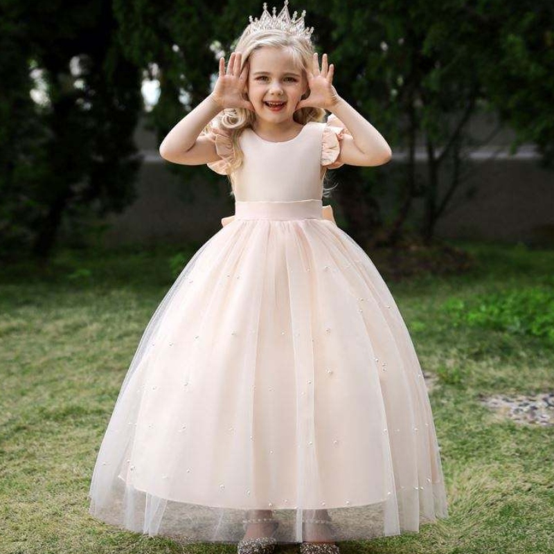 4-14 Jahre Blumenspitzenkleid Girls Kleidung Prinzessin Party Festzug Langes Kleid Kleider Kleider für Mädchen Hochzeit Abendkleidung Kleidung