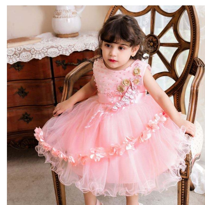 Baige Großhandel Kids Kleidung Kurzarm Prinzessin Kleid Baby Girl Taufe und Taufkocker