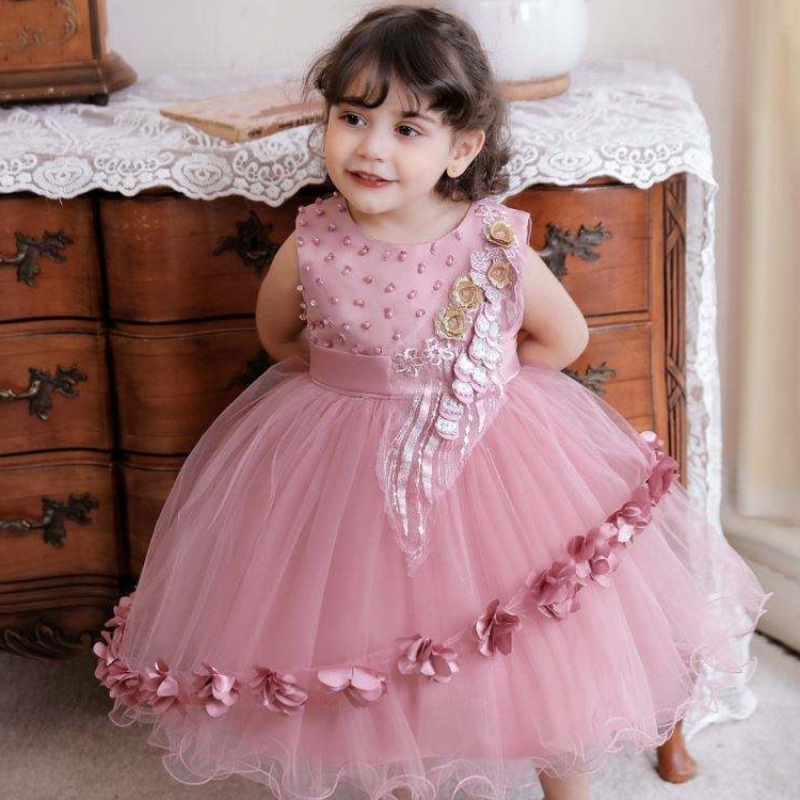 Baige Großhandel Kids Kleidung Kurzarm Prinzessin Kleid Baby Girl Taufe und Taufkocker