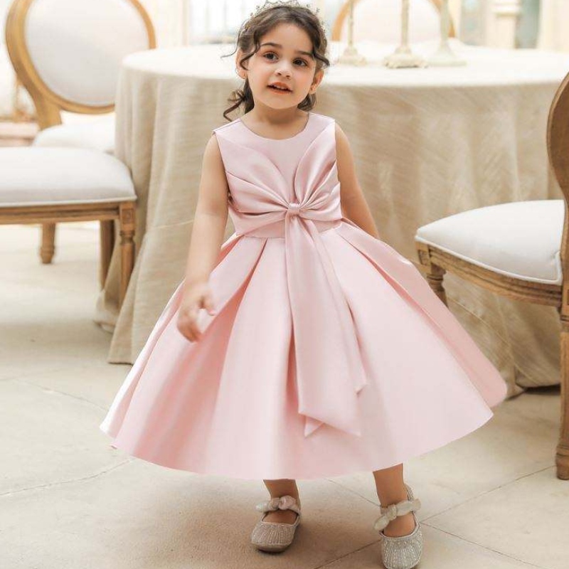 Baige Kleinkind Baby Girl Osterkleid ärmellose lässige Prinzessin Kleider Sommeroutfits Bow Party Kleid