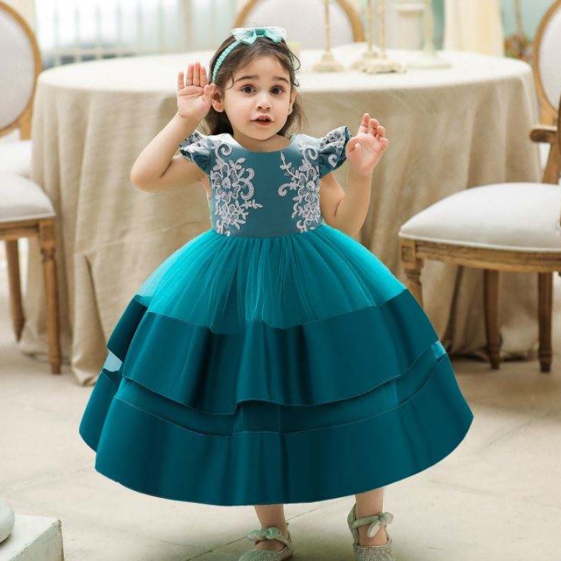 Baige Fashion Blume Taille Kids Clothing Party Tragen Sie florale gedruckte Kinder Girl Boutique Kleid für Mädchen 0-2 Jahre