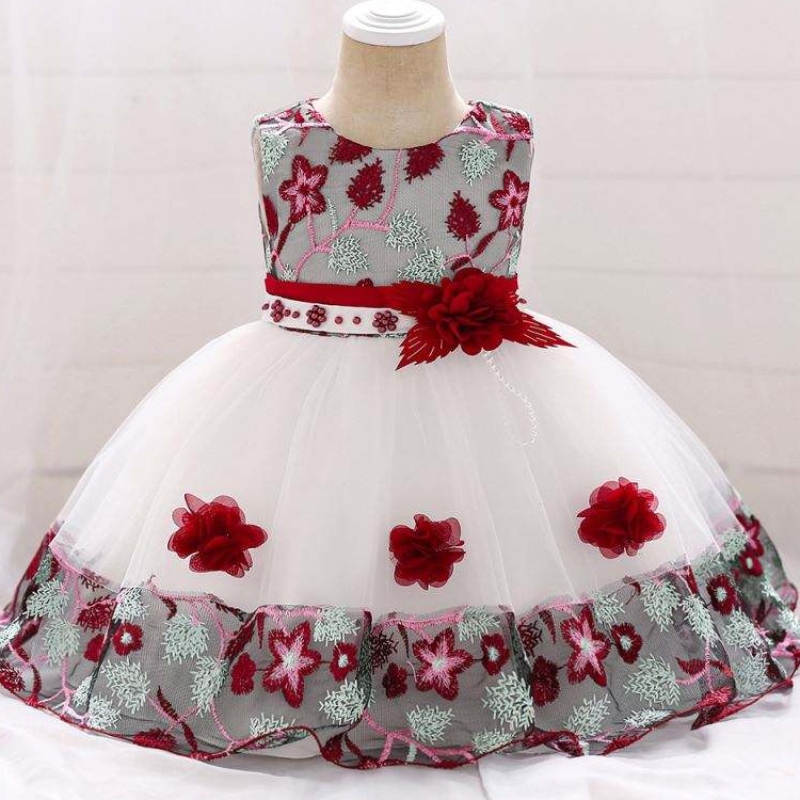 Amazon Hot Sale England Stil formelle Rüschen ärmellose Baby Ein Stück Mädchen Party Festzug Kleider L5045XZ
