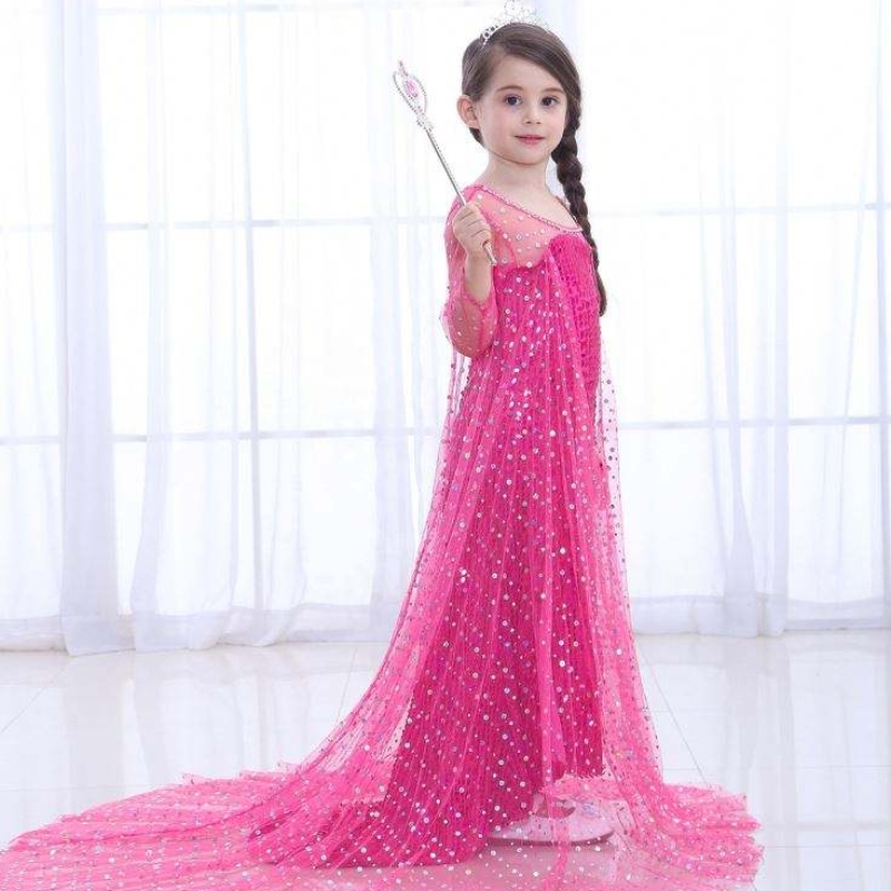 Snow Queen 2 Elsa Anna Kostüm Kinder Kleider Mädchen Party Halloween Geburtstag Cosplay Kleid mit leuchtendem Umhang
