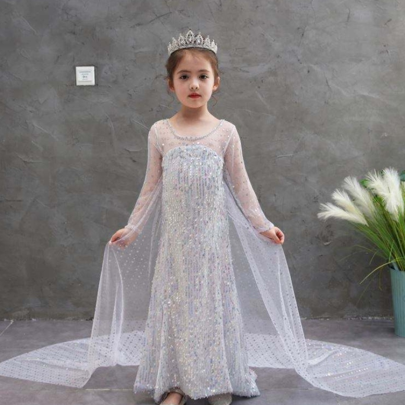 Snow Queen 2 Elsa Anna Kostüm Kinder Kleider Mädchen Party Halloween Geburtstag Cosplay Kleid mit leuchtendem Umhang