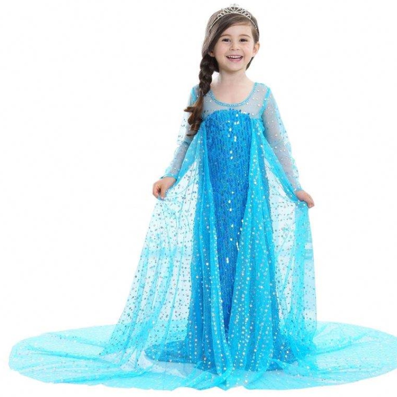 Hochwertige schicke Fernseher&movie Kleid gefroren Elsa Kostüm Geburtstagsfeier Cosplay Kostüm Anna White Kinder Kleider Mädchen Party