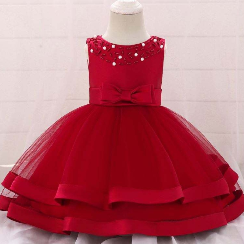 Kinderkleider für Mädchen Blume Stickerei Kleinkind Baby 1 Jahr Geburtstagsfeier Kind Kleid Girl Taufe L5017XZ
