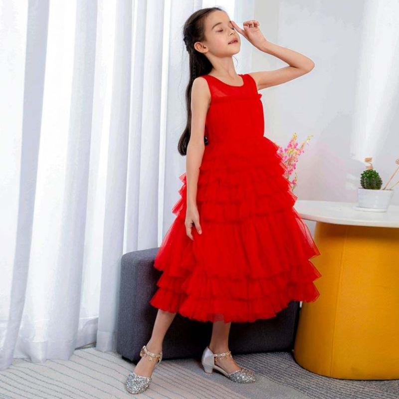 Baige 2021 Neue Fabrik Großhandel Schöne Kinder Langes Ballkleid Kleid Kleiderkleid Design Hochzeitsfeierkleider