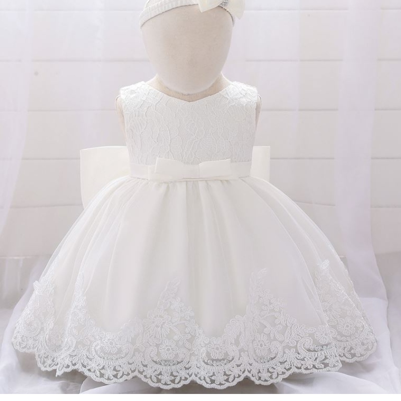 Baige 2021 Sommer rosa Mädchen ärmellose Kinder Party Spitzenkleider Prinzessin Big Bow Kleid