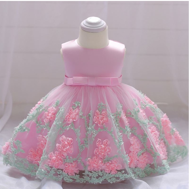 Baige Kinder Fashion Party Frock Kinderparty Tragen Sie Blumenmädchenkleid für Kinder 0-2 Jahre