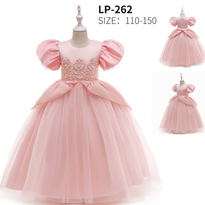 Baigeneue Stil rosa Kleider für Kinder Abend Hochzeit Prinzessin Party Kleid Süßes Geburtstagskleid Kostüm für Mädchen LP-262