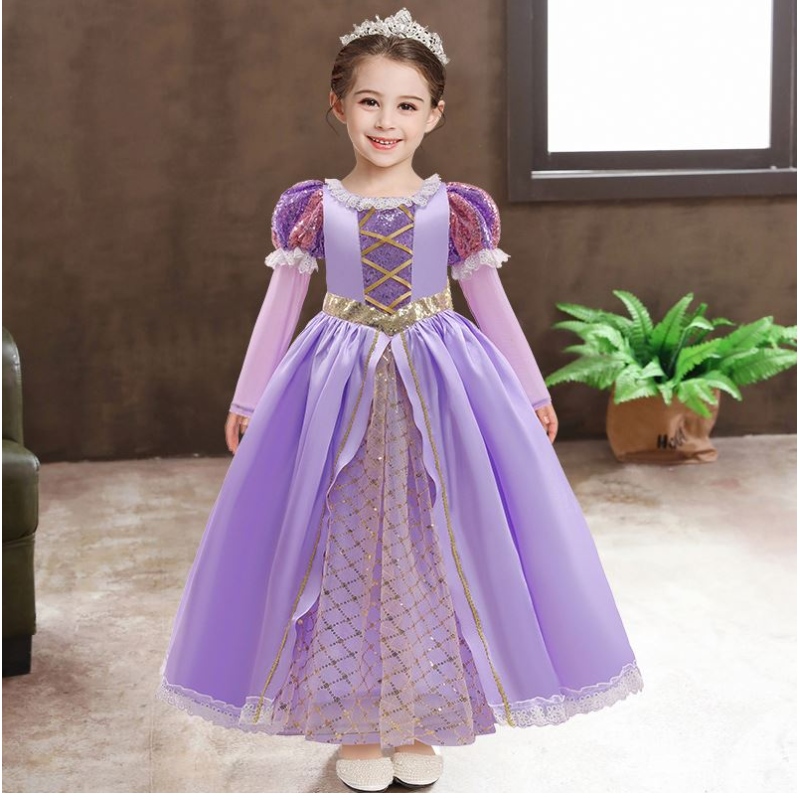 Baige Girls Prinzessin Sofia Kleid Cosplay Kostüm Kids Pailletten Sophia Layered Long Sleeves Child Carnival Halloween Party Kleid